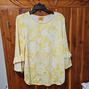 Ruby Rd. Yellow and White Floral Blouse